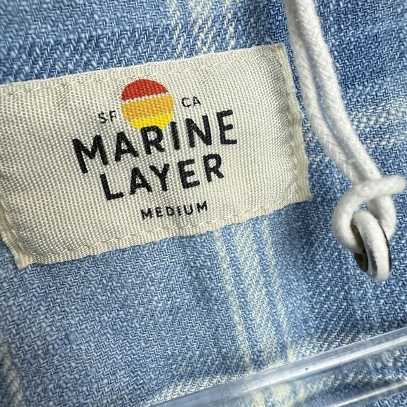 Marine Layer Blue Plaid Casual Button Down Shirt - Picture 4 of 10